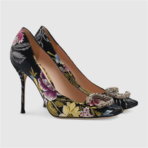 gucci floral heels|gucci women's high heel shoes.